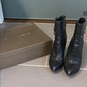 black leather booties